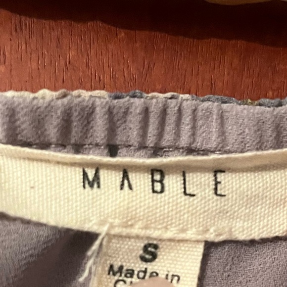 Mable Floral print puff sleeve babydoll dress Sz S front ribbon layer detail - Picture 6 of 8